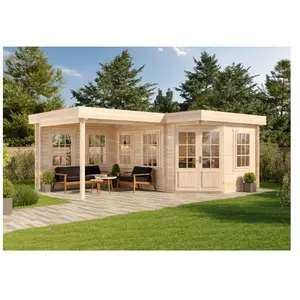 Abri de jardin pentagonal Pepe Alpholz 6x5m naturel 40mm 29m²