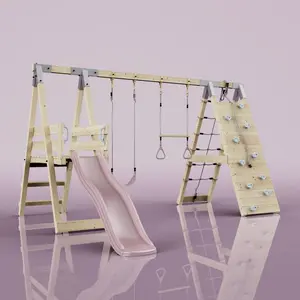 Portique à grimper PolarPlay Crocodile, Vieux rose pas cher