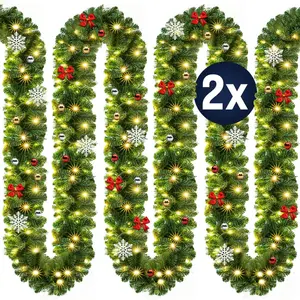 CASARIA® 2x Guirlandes de Noël lumineuses 10m 80 LED Sapin artificiel avec déco Décoration de noël intérieur extérieur pas cher