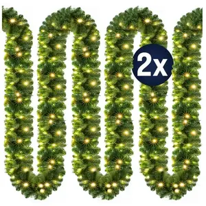 CASARIA® 2x Guirlandes de Noël lumineuses 5m 100 LED blanc chaud avec télécommande Décoration de noël en sapin artificiel