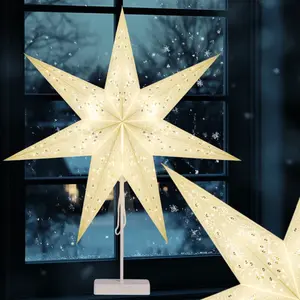 Comparateur de prix : Casaria - toile en papier avec socle led Étoile de Noël étoile pliante décoration à piles lanterne Modell 1 (de)