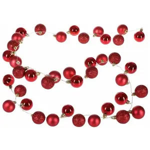 Casaria - Guirlande lumineuse piles 40 led 40 boules de Noël ip 44 8 effets d'éclairage Rouge pas cher