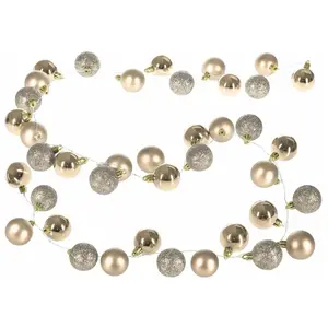 Casaria - Guirlande lumineuse piles 40 led 40 boules de Noël ip 44 8 effets d'éclairage Champagne
