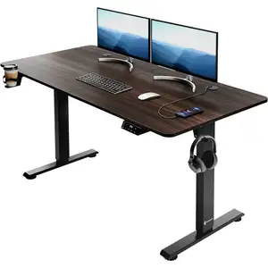 Casaria Bureau réglable en hauteur électrique Brun 140cm bureau assis ... pas cher