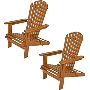 Casaria 2x Transat de jardin Adirondack pliable en bois d'acacia pas cher