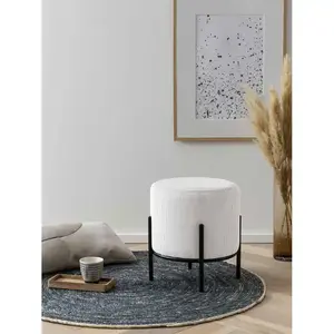 Mobel - Fever - Pouf rembourré velours côtelé beige - D.35 cm OS