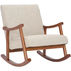 CLP Chaise a bascule Morelia en tissu avec pieds Noyer , Crème