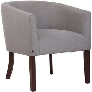 CLP Fauteuil design et confortable Nemea en Tissu avec Pieds en Bois de caoutchouc , Gris-Antique pas cher