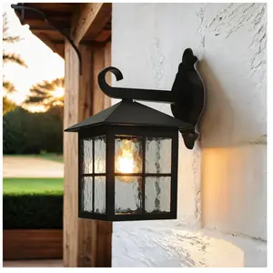 Lanterne de jardin Noir Rustique IP43 E27 Lampe extérieure murale