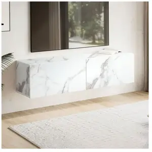 WOHNLING M&s - Meuble tv suspendu 2 portes 120x30x30 cm effet marbre b...