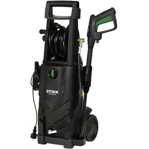 Stier SDR-160 Nettoyeur Haute Pression 2200 W Pression Max. 165 Bar Débit Max. 492 l/h avec Enrouleur de Tuyau, Rayon de Travail de 10 m, Tuyau de 5 m, 2 Buses, Nettoyeur de terrasse pour Voiture, pas cher