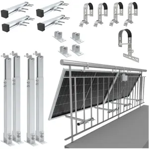 Comparateur de prix : NuaSol Support de centrale électrique de balcon - pour 2 panneaux solaires - Rond - Angle d'inclinaison 0° et 25-45° - Argenté
