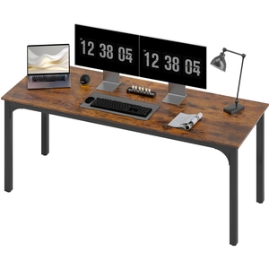 HOMCOM Bureau, table de travail, design rustique, grand espace, panneau de particules, brun pas cher