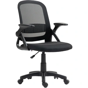 HOMCOM Fauteuil en maille respirante, fauteuil tournant ergonomique avec accoudoirs rabattables et soutien lombaire, Noir pas cher