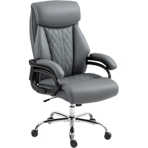 HOMCOM Fauteuil de direction, fauteuil de bureau grand gabarit supportant 150 kg en cuir PU avec rembourrage à ressorts, anthracite pas cher