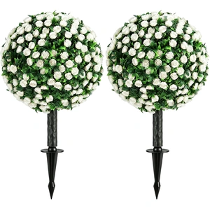 HOMCOM Boules de roses artificielles résistantes aux UV pour l'extérie... pas cher