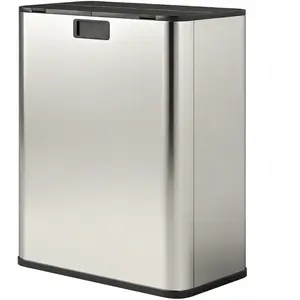 HOMCOM Poubelle de cuisine 2 x 28 L Poubelle à pédale en acier inoxydable avec couvercle à fermeture douce, seaux intérieurs amovibles pas cher