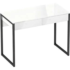 HOMCOM Bureau 100 x 50 cm Table d'ordinateur / Bureau avec 2 tiroirs, pour petits espaces, Noir pas cher