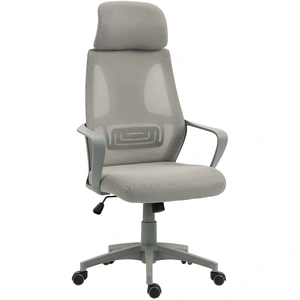 Vinsetto Fauteuil de bureau, fauteuil avec fonction bascule réglable en hauteur avec appuie-tête, soutien lombaire Gris pas cher