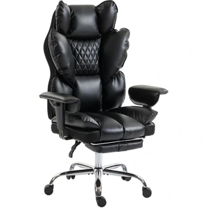 HOMCOM Fauteuil de direction en similicuir jusqu'à 180 kg, grand fauteuil de bureau avec ressorts ensachés et fonction inclinable, noir pas cher