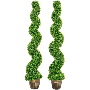 HOMCOM Buis en spirale, Lot de 2 plantes artificielles, avec pot, haut... pas cher