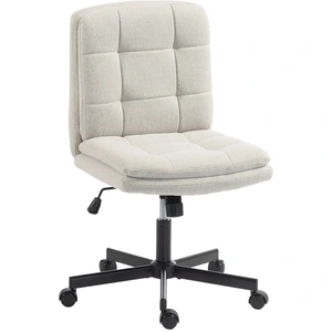 HOMCOM Chaise de bureau sans accoudoirs, chaise de bureau & coiffeuse aspect lin, avec rembourrage double couche, fonction bascule, Gris clair pas cher