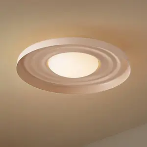 Plafonnier LED Lindby Waves, beige, Ø 43 cm, métal pas cher