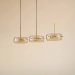 Suspension LED Lucande Martis, ambre, à 3 lampes, intensité variable pas cher