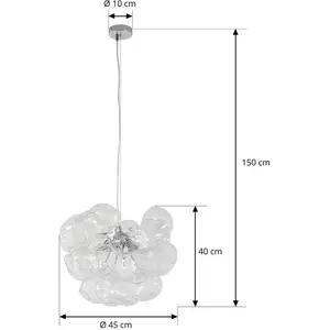 Lucande suspension Diborah, transparent, Ø 43 cm, verre, G9 pas cher