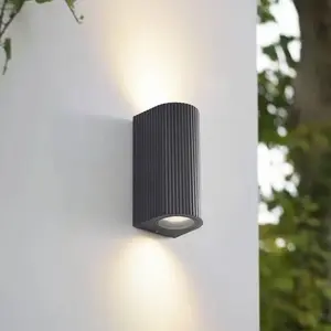 Applique d'extérieur Lindby Aluvo, anthracite, 16 cm, IP65 Riffel