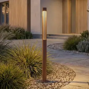Bornes lumineuses LED Lindby Fjorya, hauteur 90 cm, gris pierre, IP65