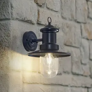 Applique murale Lindby Eloretta, noir, acier, IP44, E27Vendu parluminaire