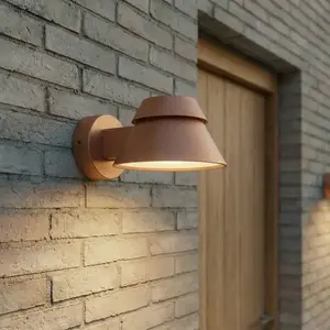 Applique d'extérieur LED Lucande Moena, marron, métal, IP44 pas cher
