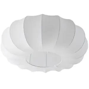 Lindby Plafonnier Helin, blanc, Ø 60 cm, textile, 3 x E27 pas cher