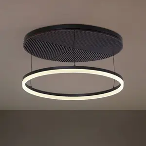 Plafonnier LED Lucande Orven, noir/bois, Ø50cm, à intensité variable pas cher