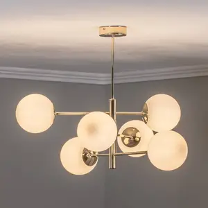 Euluna Suspension Aurora, doré, à 6 lampes, verre, métalVendu parluminaire