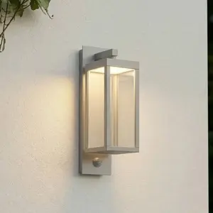 Applique d'extérieur LED Lucande Ferdinand, gris clair, capteur