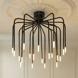 Plafonnier LED Lucande Ariadne, Ø 57 cm, noir mat, 20 ampoules pas cher