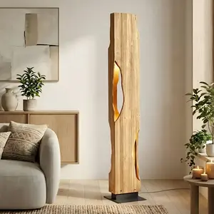 Lampe sur pied Lucande Tarry, bois, hauteur 137 cm, 4 x E27Vendu parluminaire