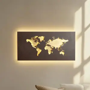 Applique murale LED Lucande World, rouille/or, 60 cm x 30 cm pas cher