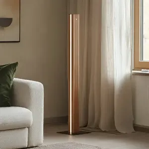 Lucande Lampadaire LED Lieske, noir, chêne, à intensité variable pas cher