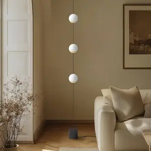 Lucande, lampadaire LED SPHERE, noir/opale, verre, à intensité variable pas cher