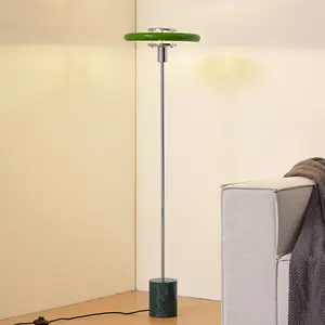 Lampe sur pied Lindby Branford, 130 cm, vert, métal/marbre pas cher