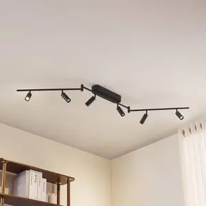Plafonnier LED Eldrin de Lindby, à 6 lampes, spots, noir