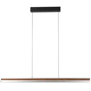 Suspension LED Lucande Lutana, or rose/couleur bois, 101 cm pas cher