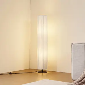 Lampe sur pied Lindby Virelle, blanc, textile, hauteur 117 cm, E27 pas cher