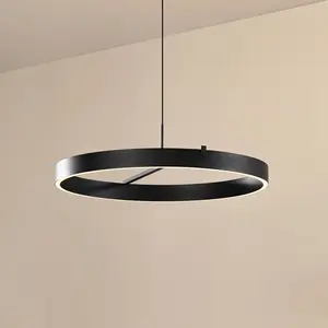 Lucande suspension LED Rovan, Ø 60 cm, noir, CCT, à intensité variable