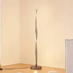 Lampe sur pied LED Lindby Jaren, noir/marron, 114 cm, CCTVendu parluminaire