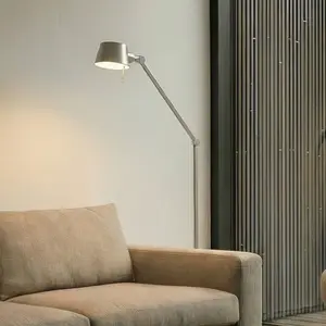 Lampe sur pied Lucande Silka, 173 cm, nickel satiné, réglable pas cher