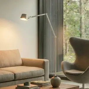 Lampe sur pied Lucande Silka, 216 cm, nickel satiné, réglable pas cher